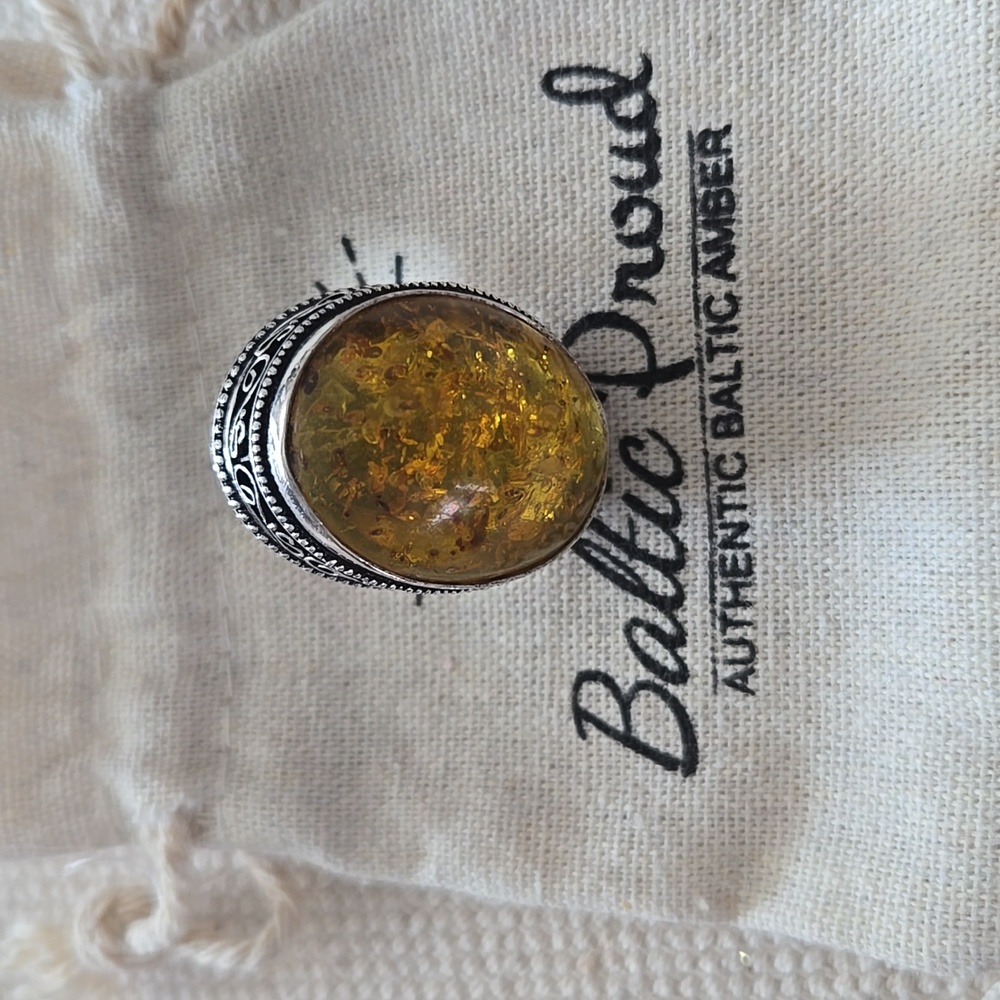NWT SS Baltic Amber ring.